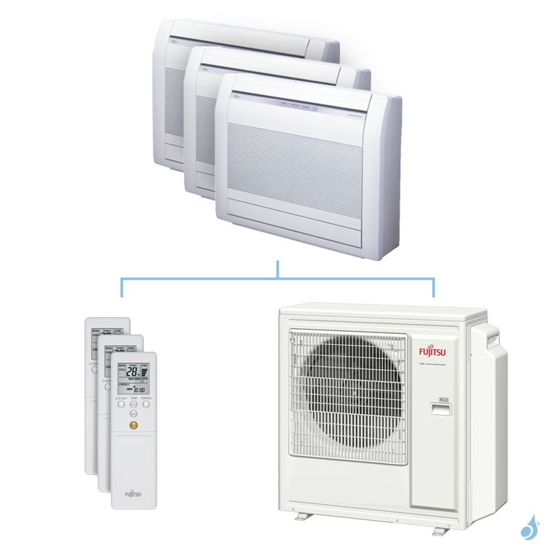 FUJITSU Climatisation tri-split FUJITSU Console KVCA 9.5kW taille 2.5 + 3.5 + 3.5 - AGYG09/12/12KVCA + AOYG36KBTA5