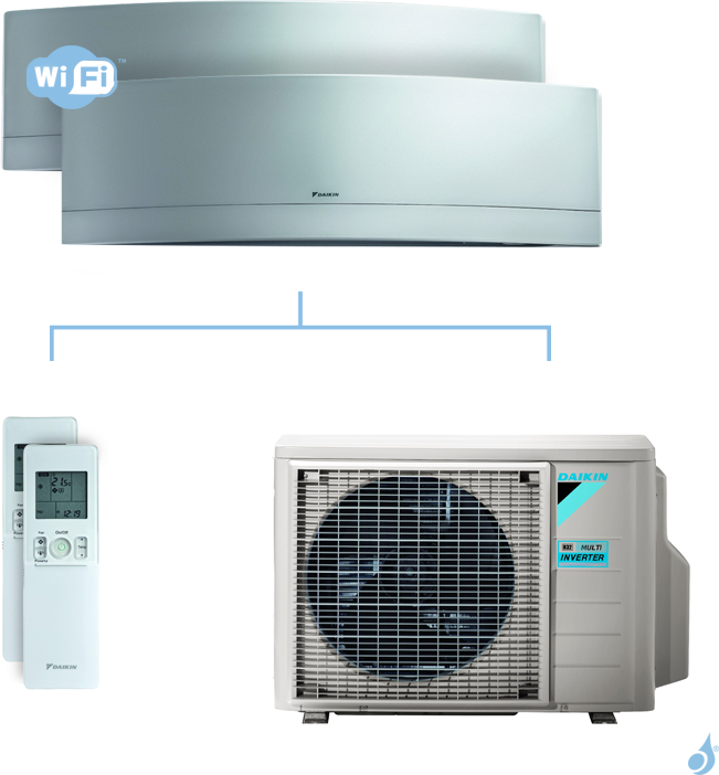 Daikin Climatisation bi-split DAIKIN Emura argent FTXJ-MS 5kW taille 2 + 2.5 - FTXJ20MS + FTXJ25MS + 2MXM50N