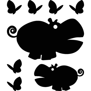 NC Sticker Hippopotames et papillons