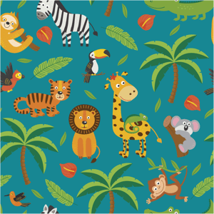 Ambiance-sticker Sticker tapisserie chambre enfant animaux tropicaux