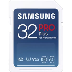 Samsung PRO Plus 32 Go, SDHC, UHS-I, U3, 100 & 60Mo/s Reads & Writes, FHD&4K; UHD, Memory Card