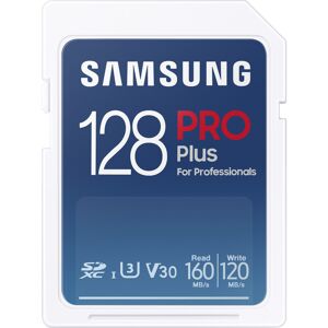 Samsung PRO Plus 128 Go, SDXC, UHS-I, U3, 160 & 120 Mo/s Reads & Writes, FHD & 4K UHD, Memory Card