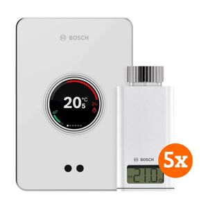 Bosch EasyControl CT200 Blanc + 5 x Bosch EasyControl Thermostat pour Radiateur Connecté RT10-RF