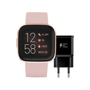 Fitbit Versa 2 Rose + Samsung Adaptive Fast Charging Chargeur 15 W Noir