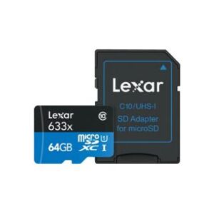 Lexar micro SD 633x UHS-I U1 64Go Classe 10 95Mo/s avec adaptateur SD