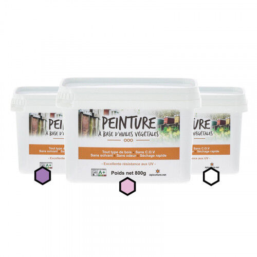 Apiculture.net - Matériel apicole français Pack Printanier : 3 pots de peinture (lavande, framboise, blanc)