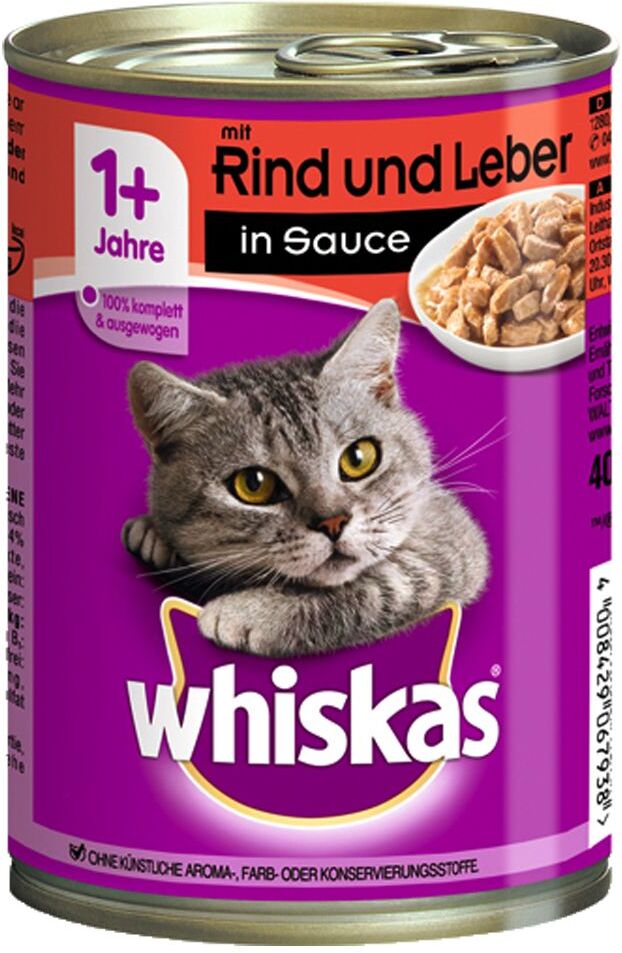 Whiskas 24x400g Adult 1+ - volaille en sauce Whiskas - Pâtée pour Chat