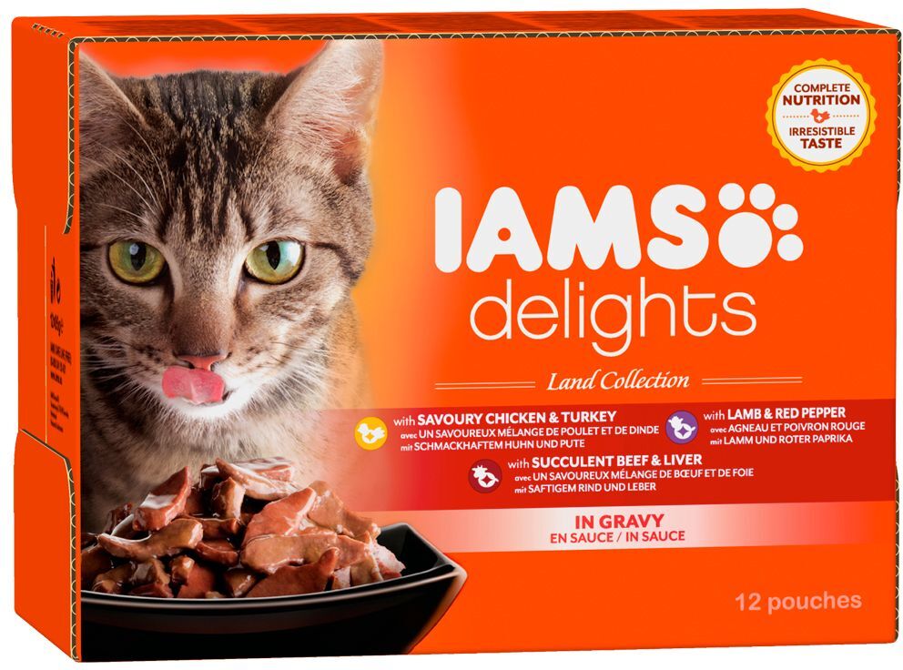 IAMS 12x85g IAMS Delights Adult en sauce, lot mixte Mer - Pâtée pour Chat