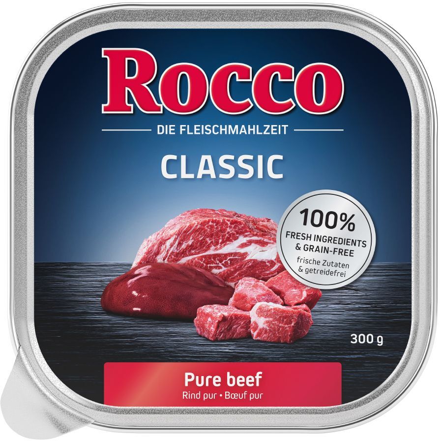 Rocco 9x300g Rocco Classic en barquettes bœuf, panses vertes - Pâtée pour...