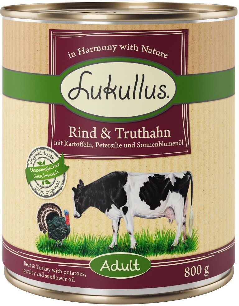 Lukullus 6x400g Adulte bœuf & dinde Lukullus - Pâtées pour Chien