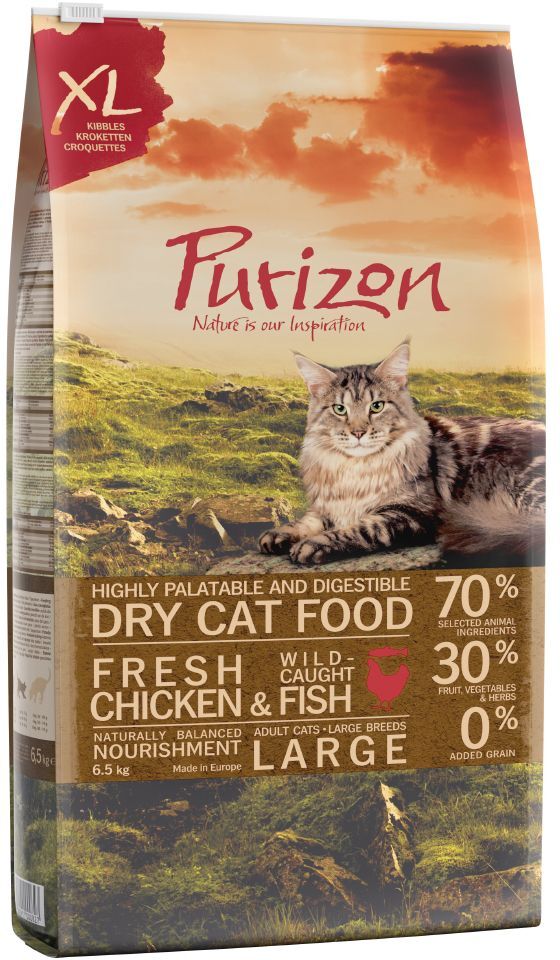 Purizon 400g Purizon Large Adult, Poulet & Poisson - Croquettes pour chat...