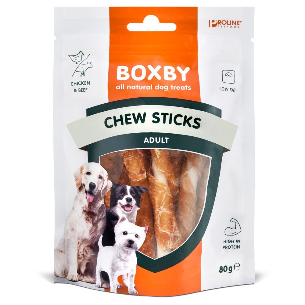 Boxby 3x80g Friandises Chew Sticks, poulet & bœuf Boxby - Friandises pour...