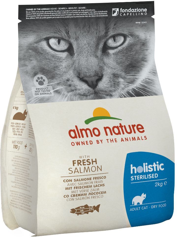 Almo Nature Holistic 2x2kg Almo Nature Holistic Sterilised saumon, riz - Croquettes chat...