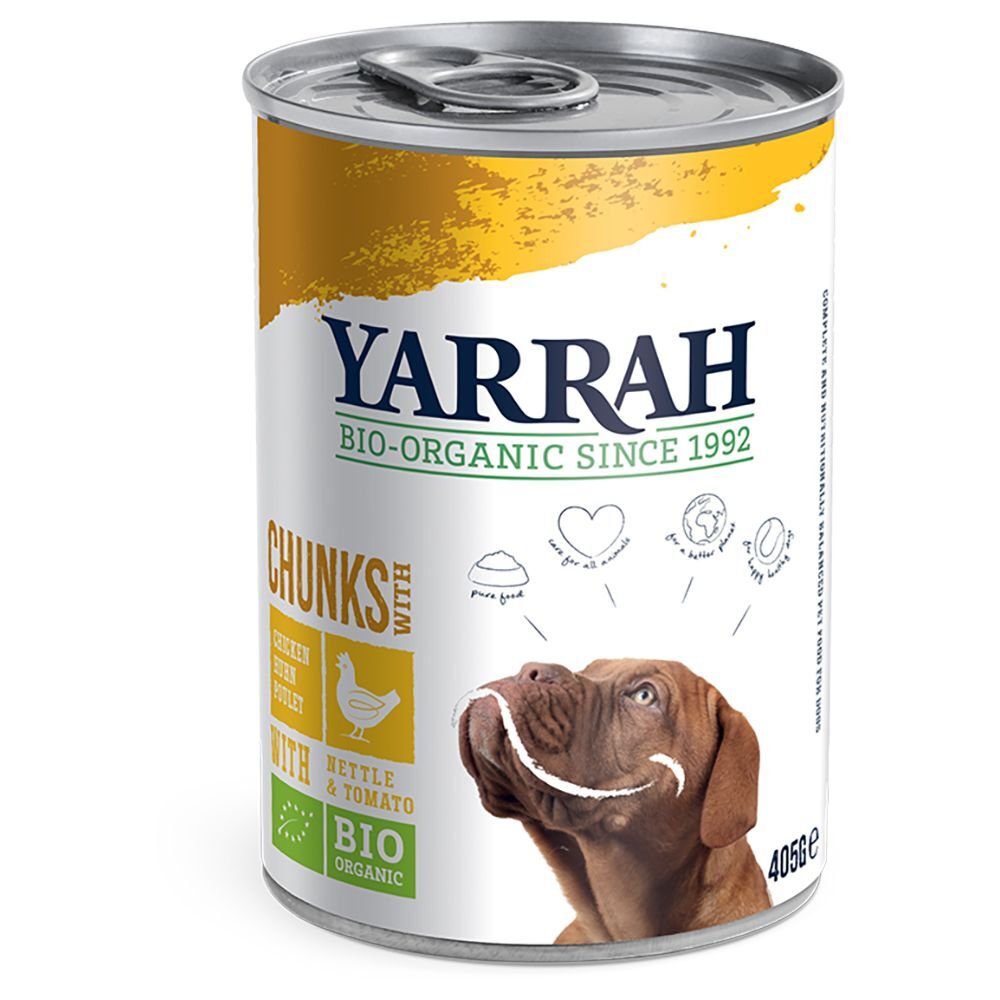 Yarrah 6x405 g Chunks poulet, Yarrah Bio - Pâtée pour chien