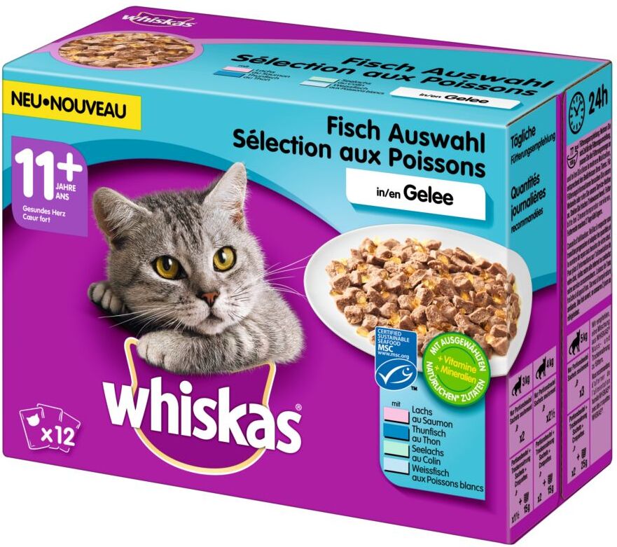 Whiskas 48x100g Whiskas Mégapack 11+ sélection de volaille en gelée - Pâtée...