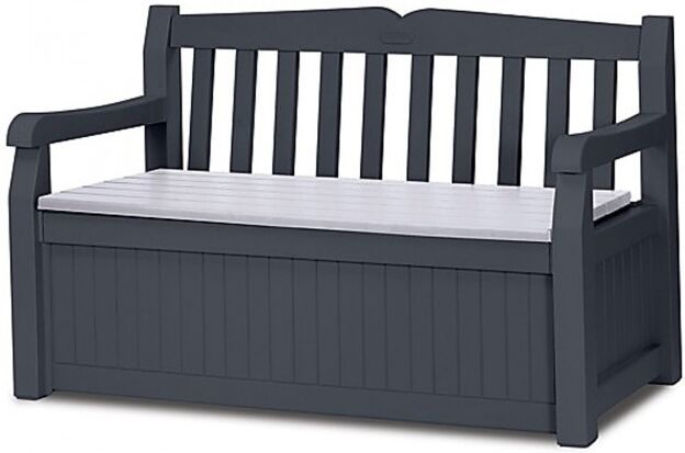 Dema Banc de jardin avec coffre de rangement "Eden" couleur anthracite gris