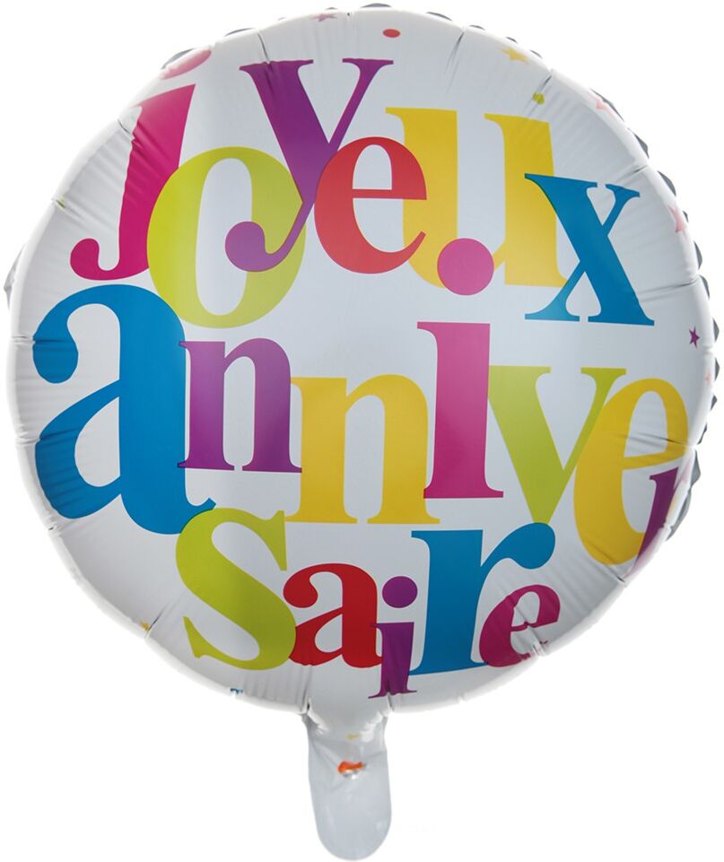 Générique BALLON ALU ROND ANNIVERSAIRE FESTIF COLORÉ Ø45CM