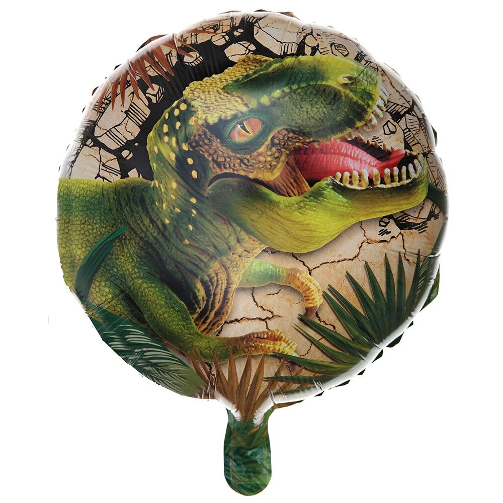 Générique BALLON ALU ROND T-REX JURASSIC Ø45CM VERT