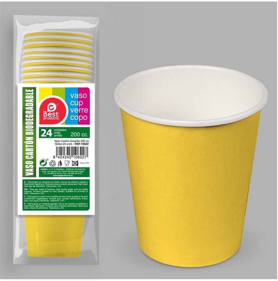 Générique 24 GOBELETS CARTON BIODÉGRADABLE 20CL JAUNE