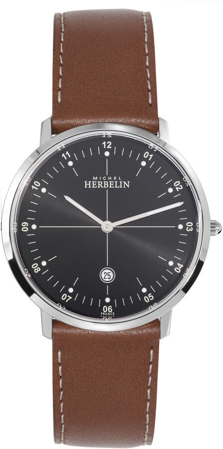 MICHEL HERBELIN Montre Michel Herbelin homme acier cuir marron- MATY