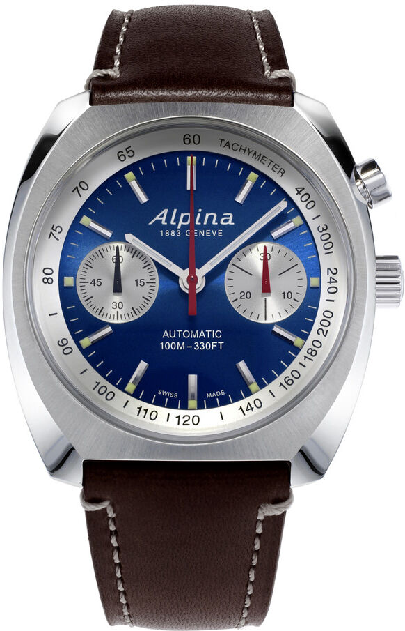 ALPINA Montre Alpina homme acier cuir bleu- MATY