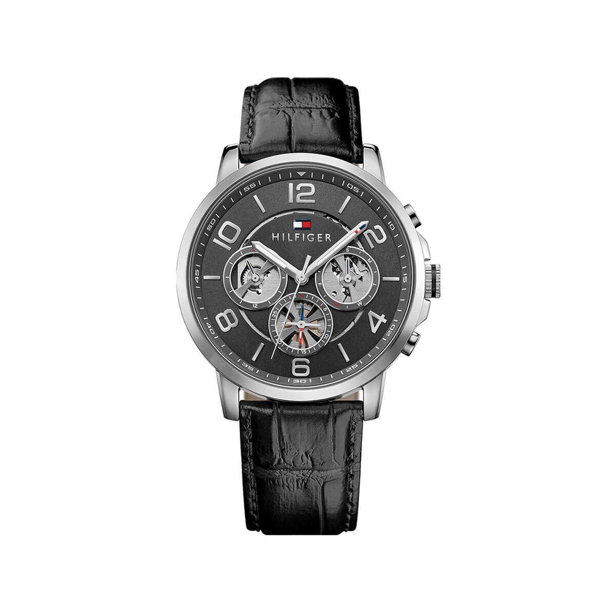 TOMMY HILFIGER Montre Tommy Hilfiger homme acier cuir noir- MATY