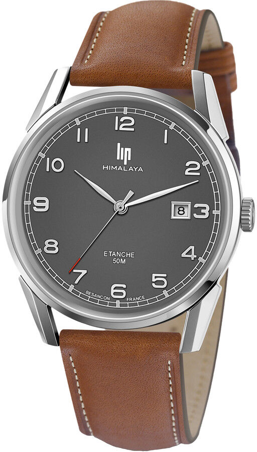 LIP Montre Lip homme acier cuir marron- MATY