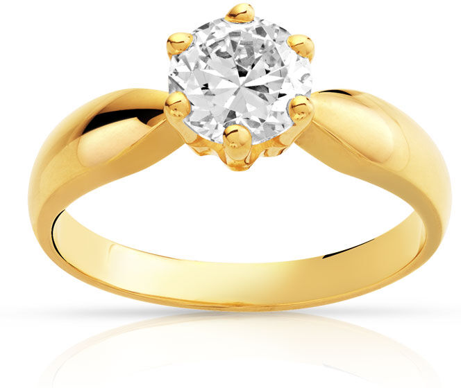 MATY Bague solitaire or 750 jaune diamant 1 carat H/P1- MATY