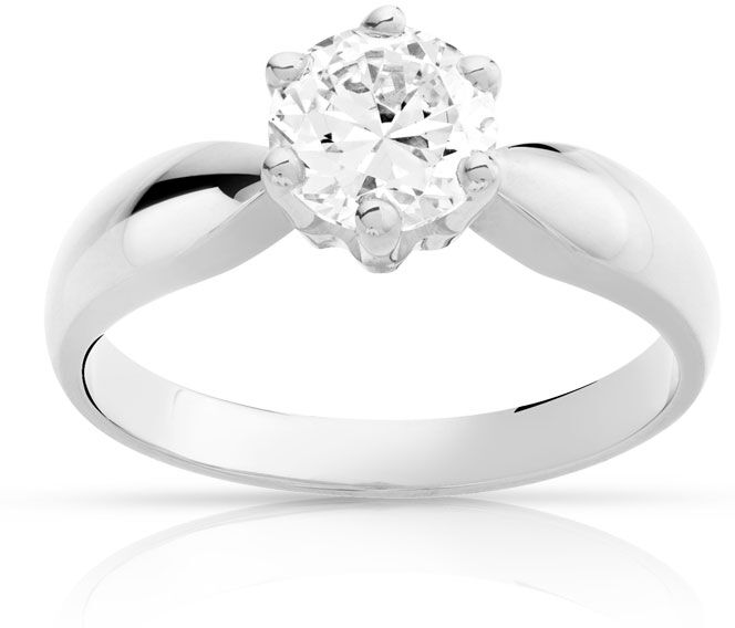 MATY Bague solitaire or 750 blanc diamant 1 carat- MATY