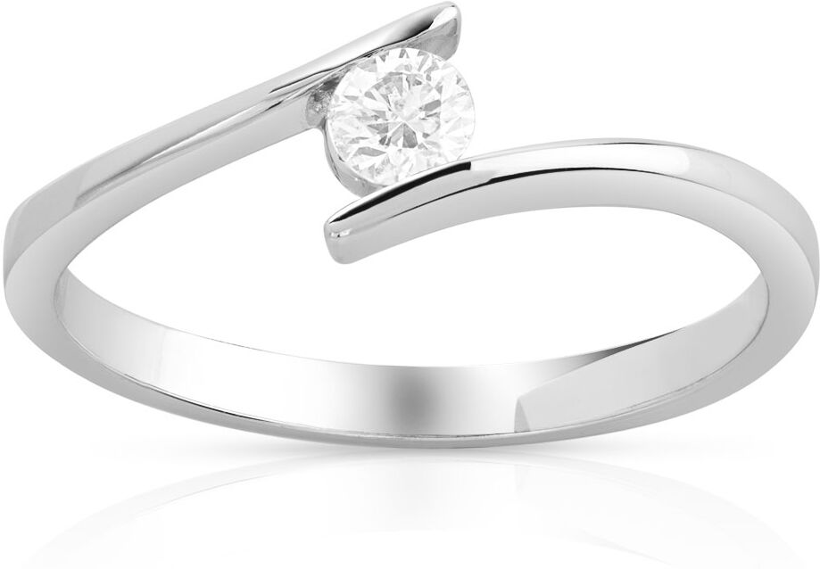 MATY Solitaire or blanc 750 diamant 0.15 carat H/P1- MATY