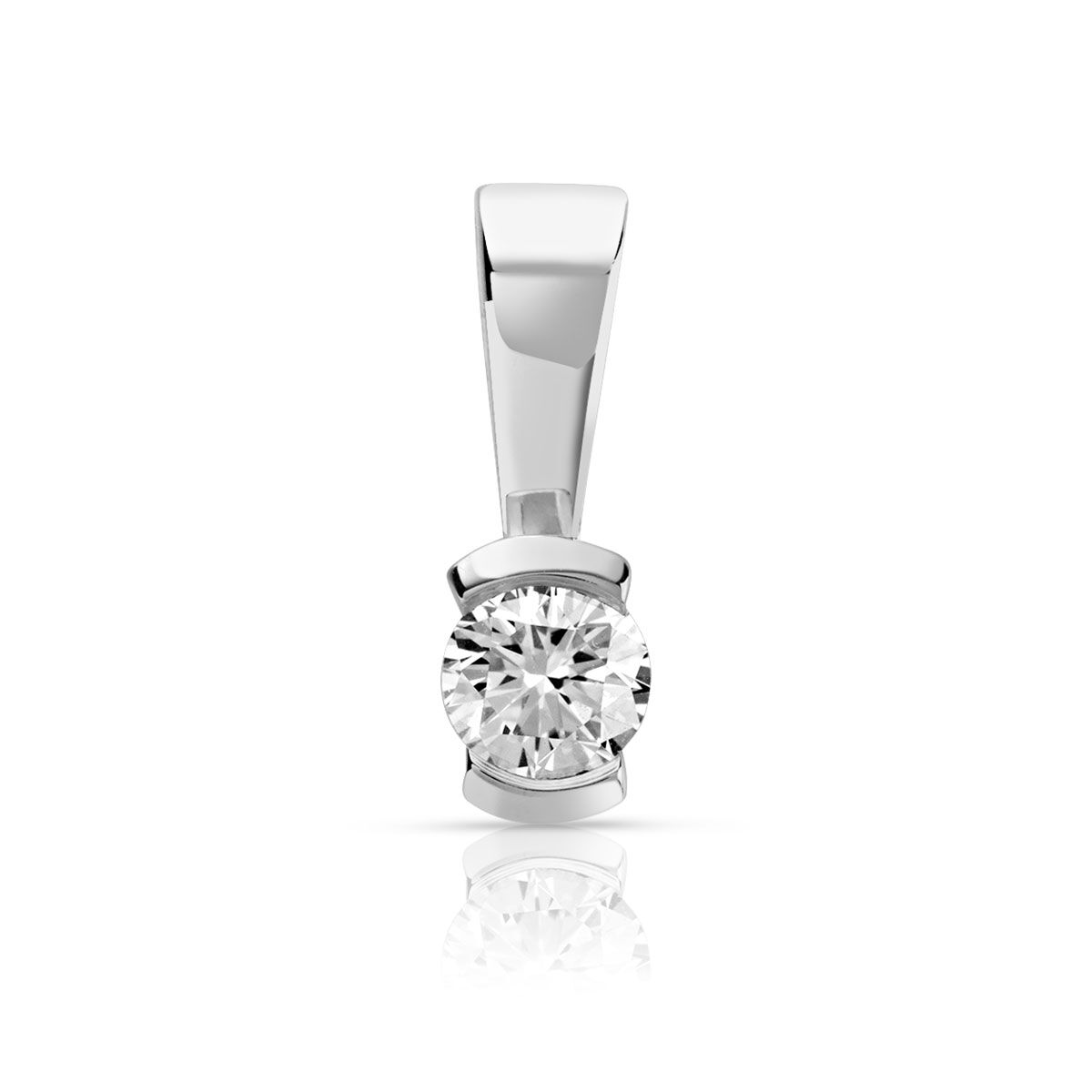 MATY Pendentif or blanc 750 diamant 0.20 carat H/P1- MATY