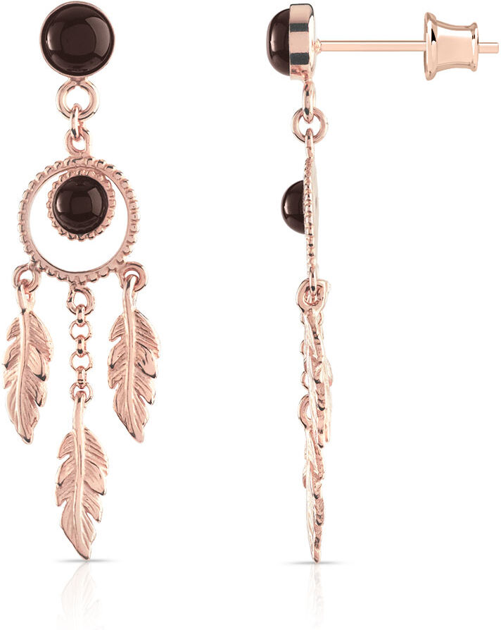 MATY Boucles d'oreilles argent 925 rosÃ© attrapes-rÃªves ambres- MATY