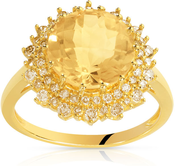 MATY Bague or 750 jaune soleil citrine et diamants ambrÃ©s- MATY