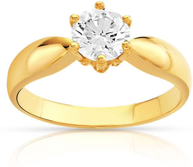 MATY Bague solitaire or 750 jaune diamant 80/100e de carat- MATY