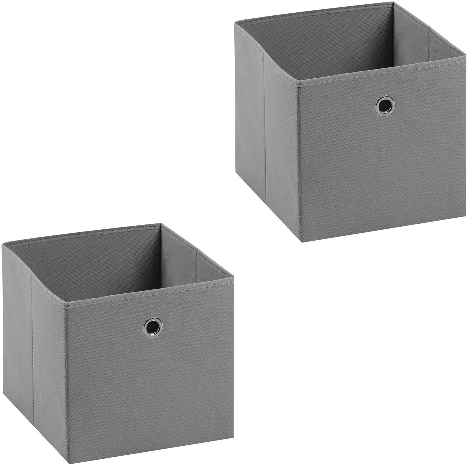 IDIMEX Lot de 2 boîtes de rangement BELLA, en tissu gris