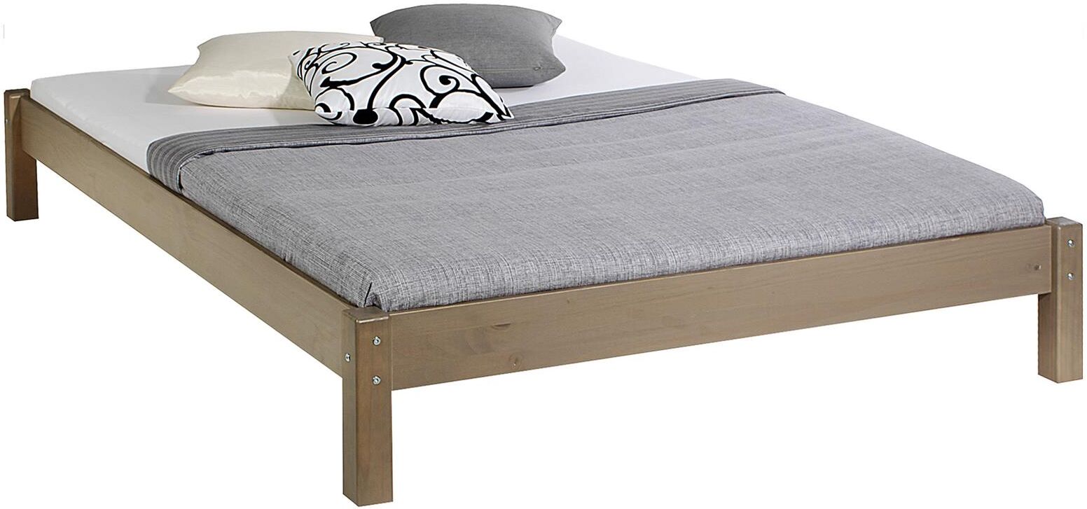 IDIMEX Lit futon TAIFUN, en pin massif, 140 x 190 cm, lasuré taupe