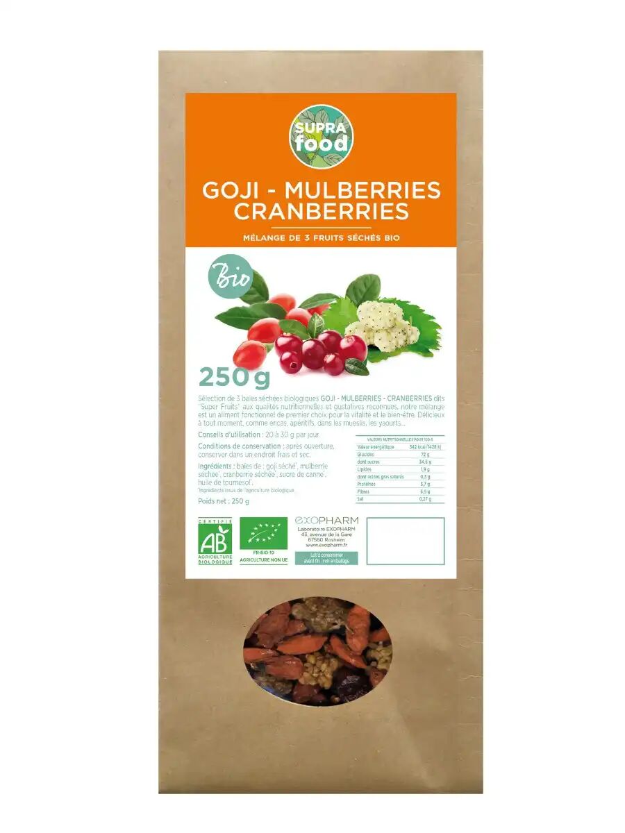 Exopharm Mélange 3 fruits goji, mûres, cranberries, 250g