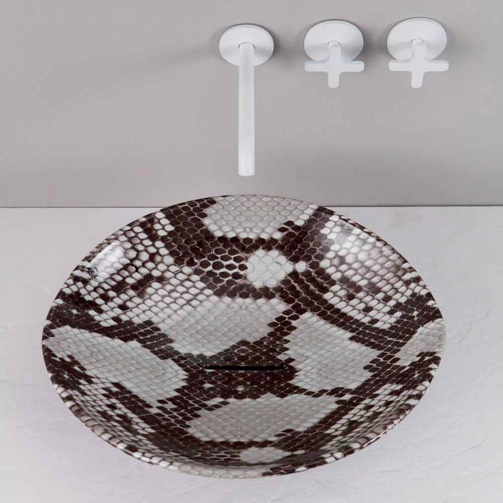 Viadurini Bathroom Lavabo d'appui design céramique en cobra, fait en Italie Animals