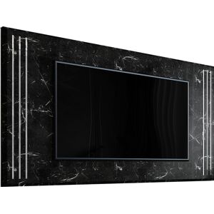 VIVENLA Panneau mural arrière pour tv imitation marbre noir laqué en bois 100% mdf 175x102cm collection angel  - Fumée