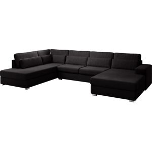 VIVENLA Canapé d'angle design ultra confortable en velours noir 6 places 408x253 collection Valeria  - Blanc