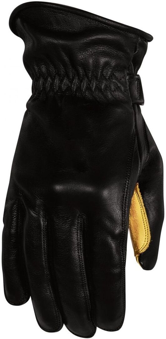 Rusty Stitches Johnny Gants de moto Noir Jaune L