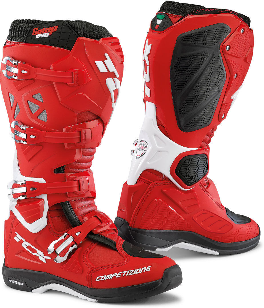 TCX Comp Evo 2 Michelin Motocross Boots Bottes de motocross Blanc Rouge 42