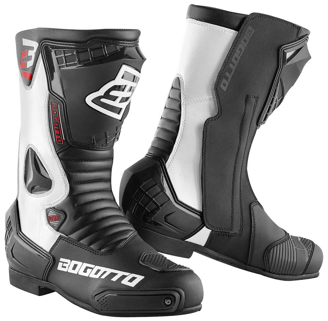 Bogotto Losail Motorcycle Boots Bottes de moto Noir Blanc 43