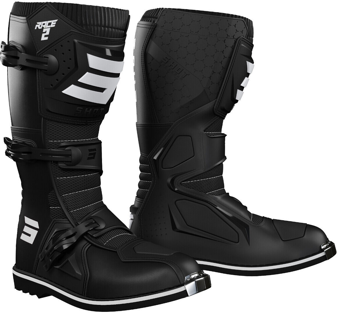 Shot Race 2 Bottes de motocross Noir Blanc 40