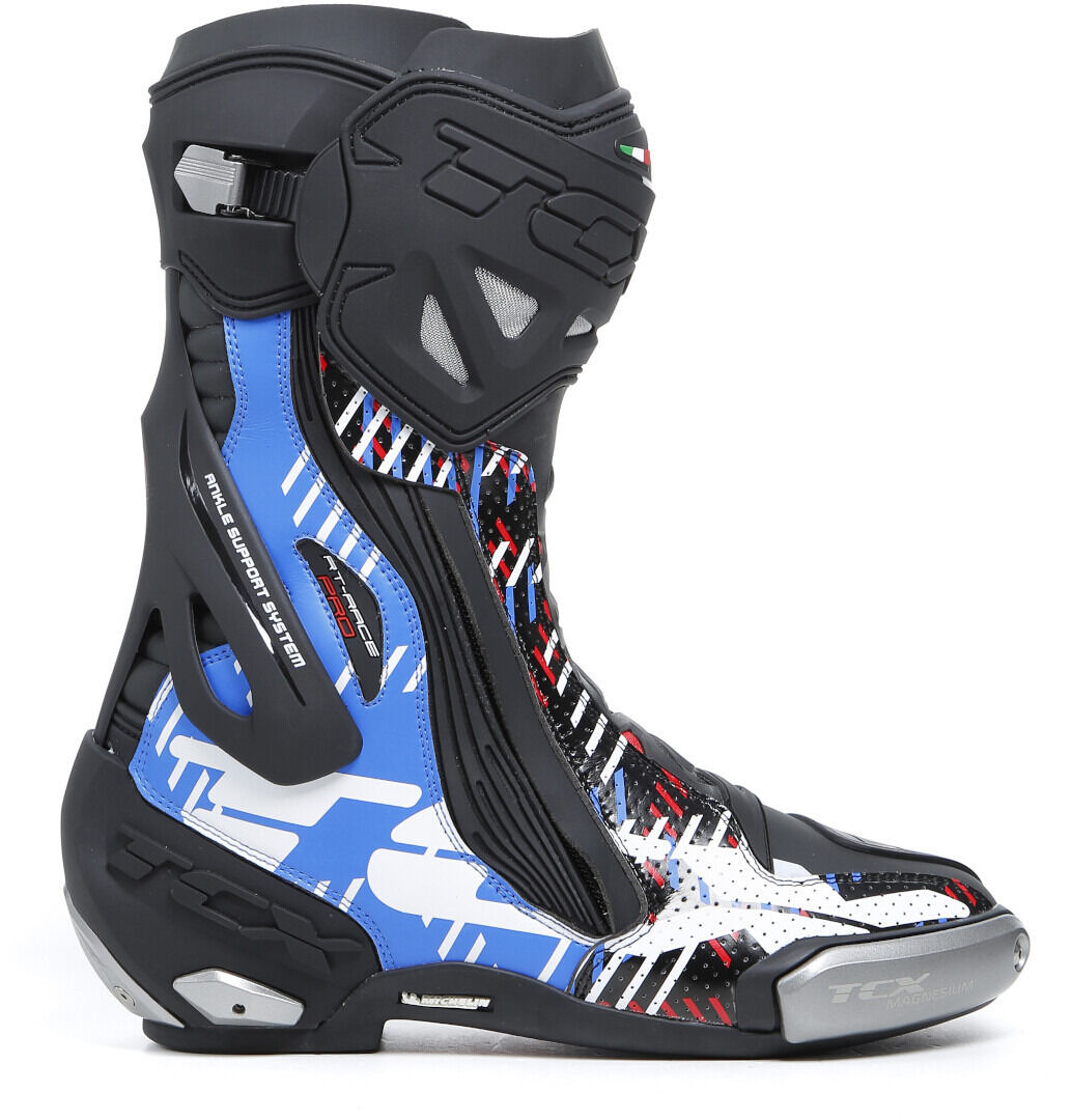 TCX RT-Race Pro Air perforated Motorcycle Boots Bottes de moto Noir Blanc Bleu 43