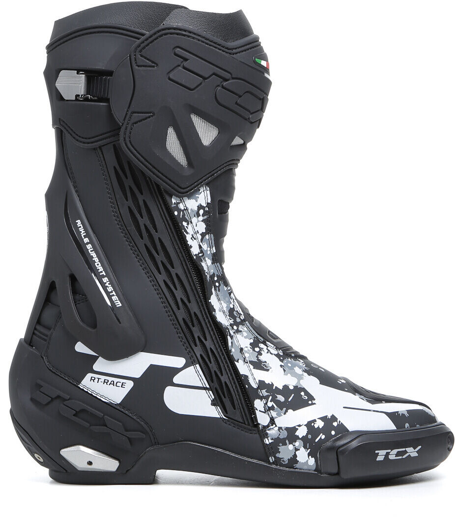 TCX RT-Race Motorcycle Boots Bottes de moto Noir Gris Blanc 41