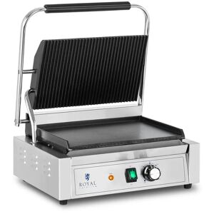 Royal Catering Machine à panini - Rainurée + Lisse - Royal Catering - 2,200 W RCPKG-2200-M