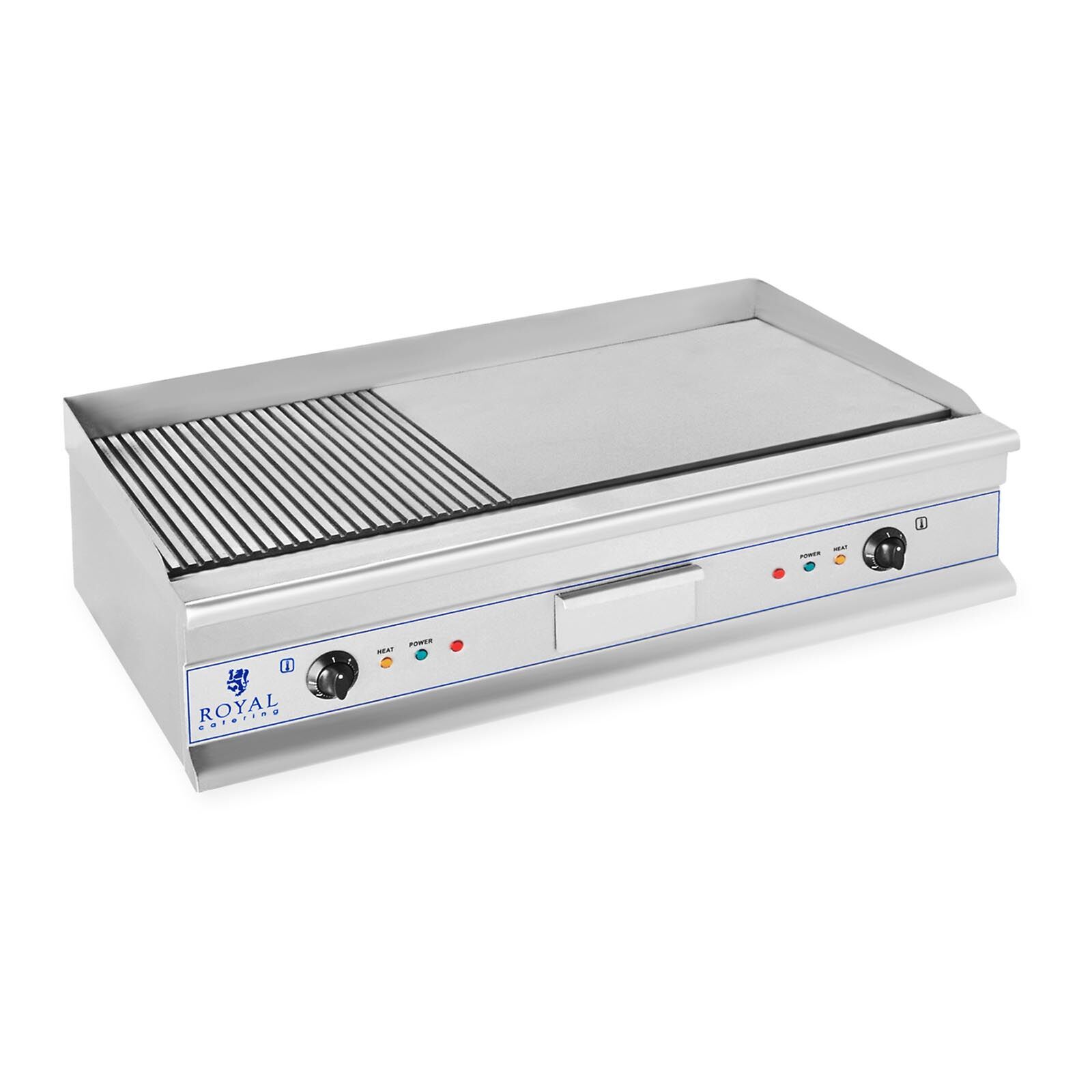 Royal Catering Plancha électrique nervurée - Double - 100 cm - 2 x 3 200 W RCG 100G