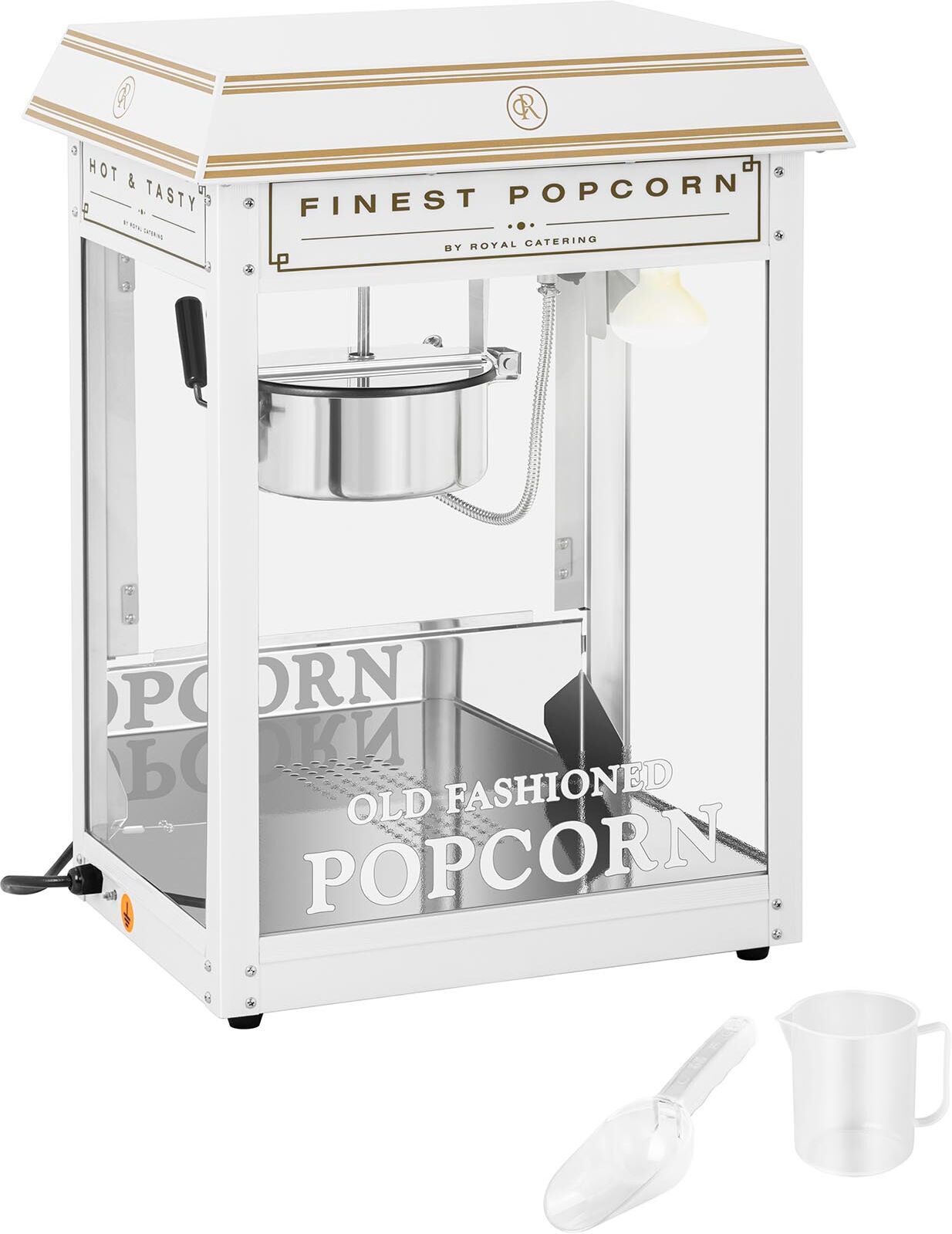 Royal Catering Machine à popcorn - Coloris blanc et or RCPS-WG1