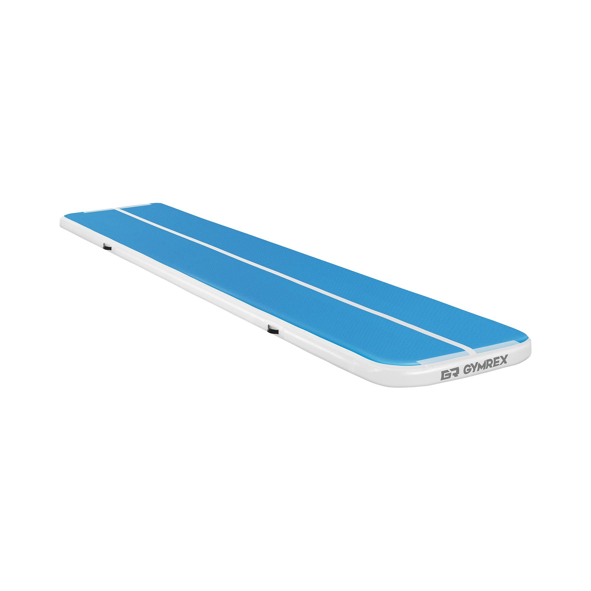 Gymrex Tapis de gym gonflable - 500 x 100 x 10 cm - 190 kg - Bleu/blanc GR-ATM19